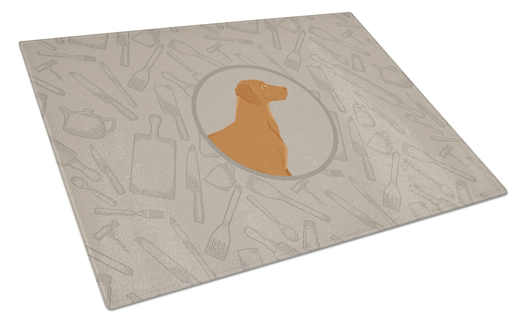 Vizsla In the Kitchen Cutting Board Tempered Glass Kitchen Cutting Surface, Heat Resistant Chopping, Non-Slip Feet, Food Prep & Serving
