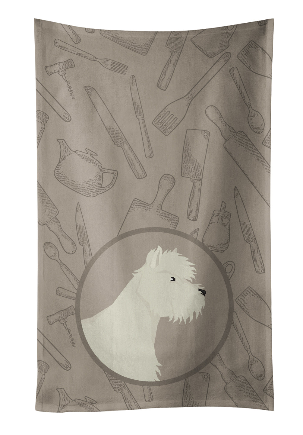 Westie In the Kitchen Kitchen Towel Velour Plush Front and Cotton Loop Back Machine Washable