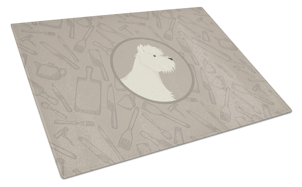 Westie In the Kitchen Cutting Board Tempered Glass Kitchen Cutting Surface, Heat Resistant Chopping, Non-Slip Feet, Food Prep & Serving