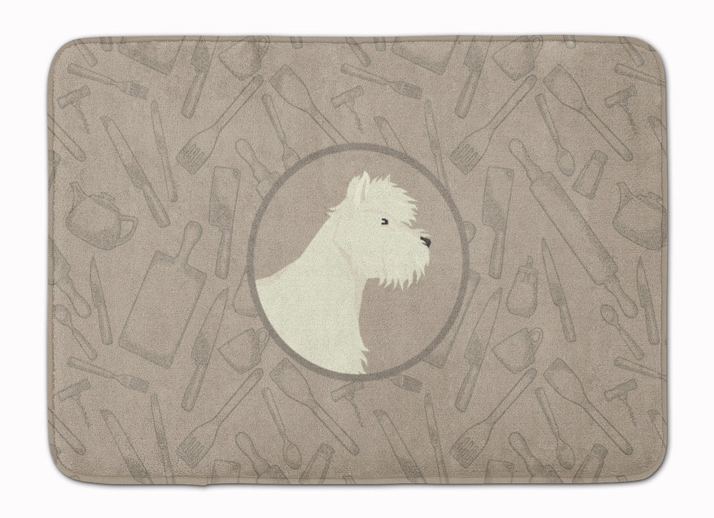 Westie In the Kitchen Memory Foam Kitchen Mat Machine Washable Anti-Fatigue Cushion Comfort Bath or Kitchen Rug