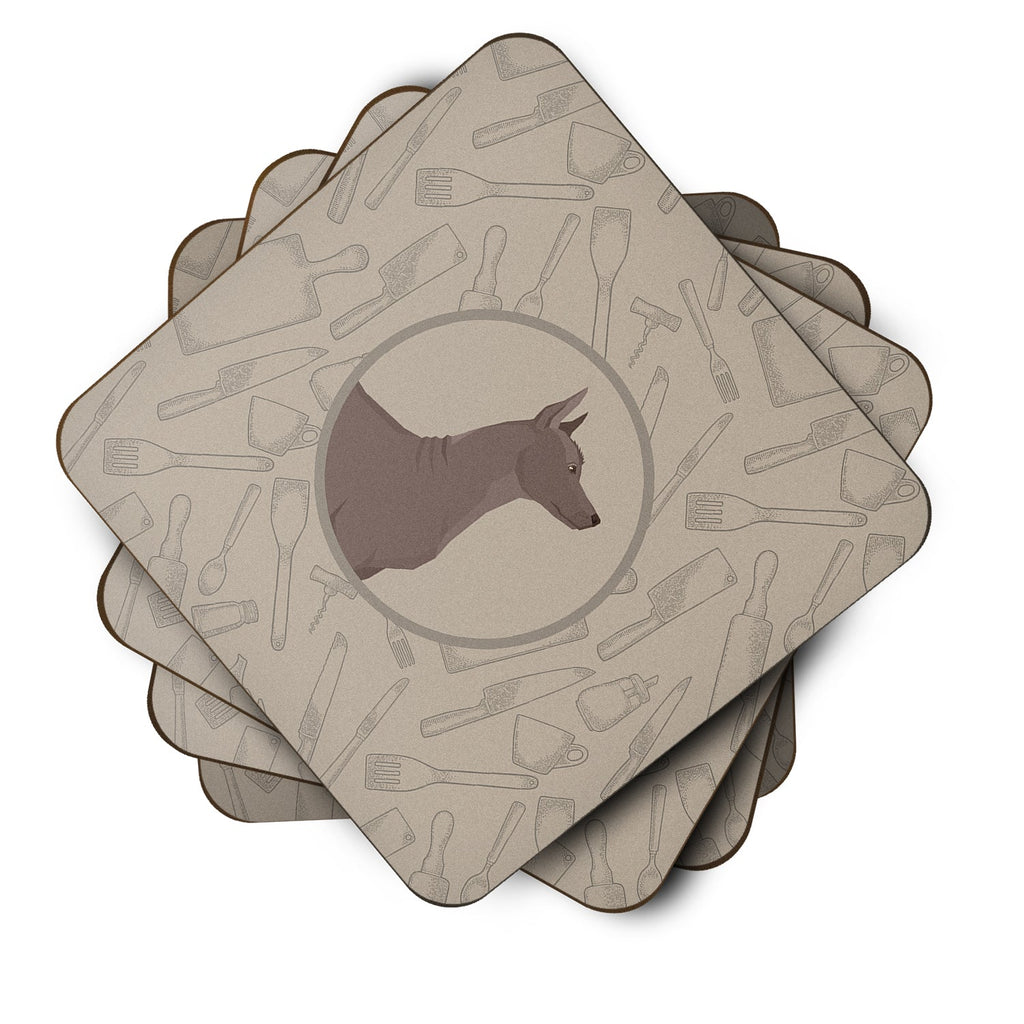 Mexican Hairless Dog Xolo In the Kitchen Foam Coasters Set of 4 Cup Coasters for Indoor Outdoor, Tabletop Protection, Anti Slip, Mouse pad Material