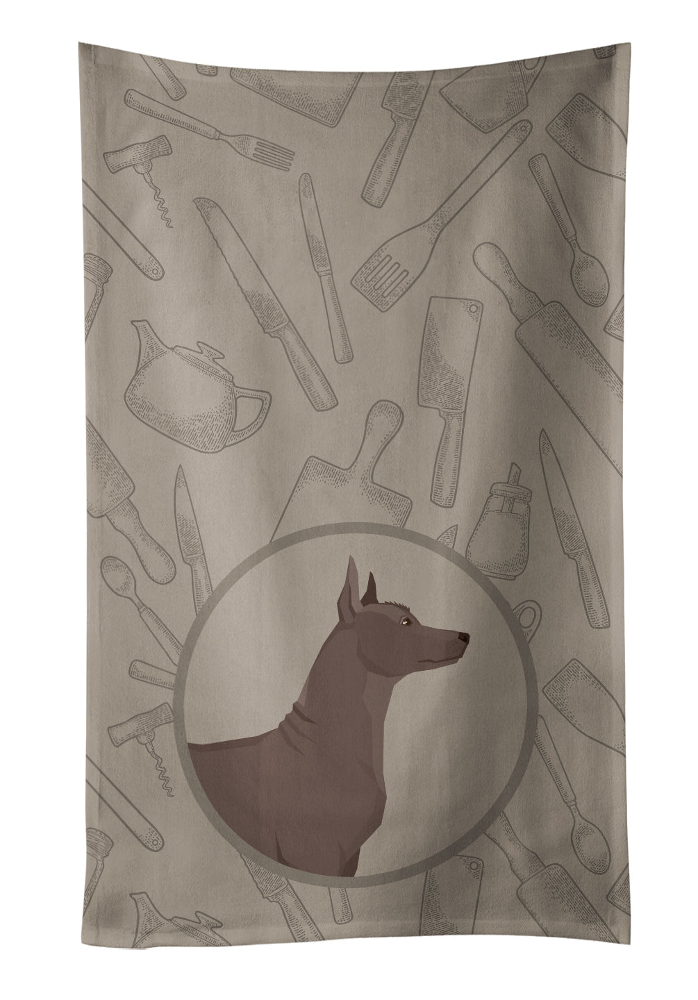 Mexican Hairless Dog Xolo In the Kitchen Kitchen Towel Velour Plush Front and Cotton Loop Back Machine Washable