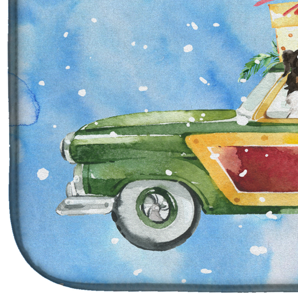 Merry Christmas Bernese Mountain Dog Dish Drying Mat Absorbent Dish Drying Mat Pad for Kitchen Counter Dish Drainer Mat for Countertop, 14 x 21", Multicolor