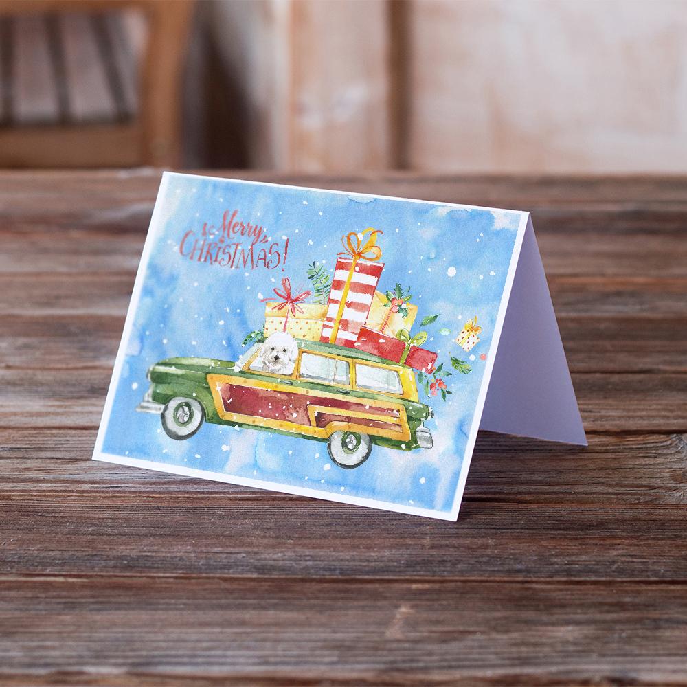 Merry Christmas Bichon Frisé Greeting Cards Pack of 8 Blank Cards with Envelopes Whimsical A7 Size 5x7