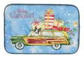 Merry Christmas Boston Terrier Dish Drying Mat Absorbent Dish Drying Mat Pad for Kitchen Counter Dish Drainer Mat for Countertop, 14 x 21", Multicolor