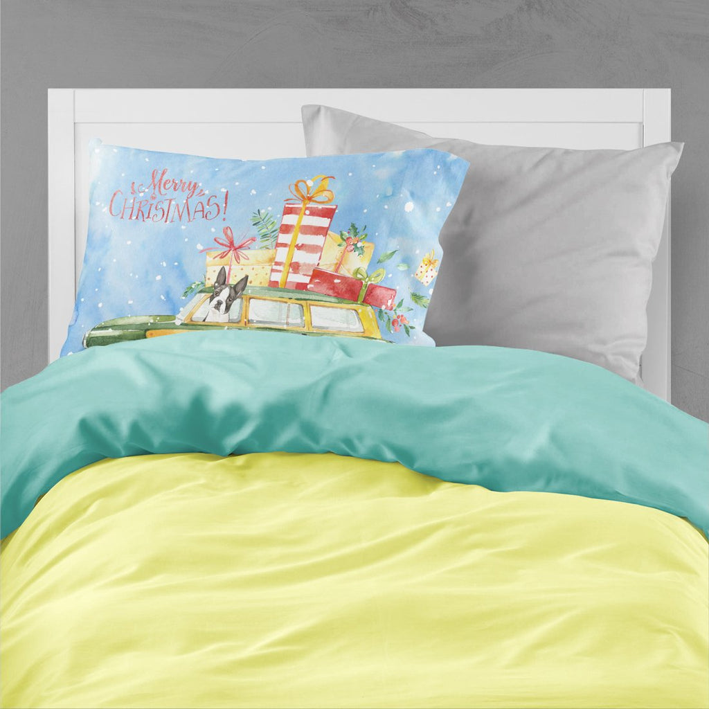 Merry Christmas Boston Terrier Standard Pillowcase Lightweight Super Soft Easy Care Decorative Artwork Pillowcase, Standard