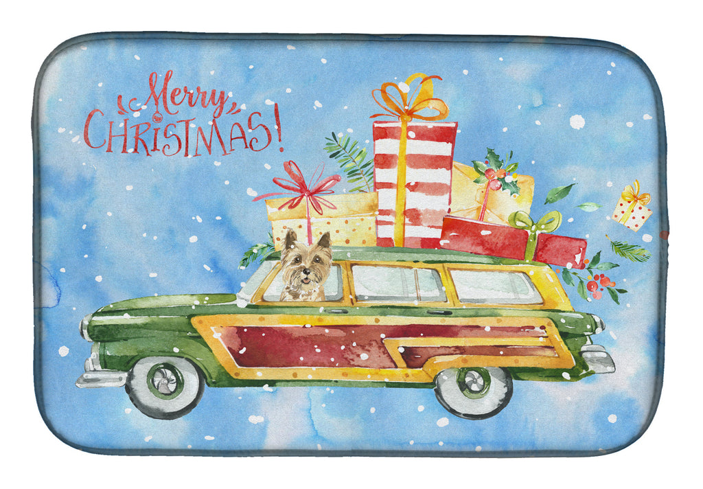 Merry Christmas Cairn Terrier Dish Drying Mat Absorbent Dish Drying Mat Pad for Kitchen Counter Dish Drainer Mat for Countertop, 14 x 21", Multicolor