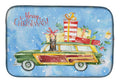 Merry Christmas Doberman Pinscher Dish Drying Mat Absorbent Dish Drying Mat Pad for Kitchen Counter Dish Drainer Mat for Countertop, 14 x 21", Multicolor