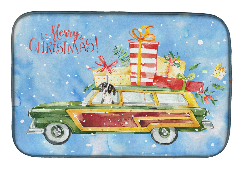 Merry Christmas English Pointer Dish Drying Mat Absorbent Dish Drying Mat Pad for Kitchen Counter Dish Drainer Mat for Countertop, 14 x 21", Multicolor