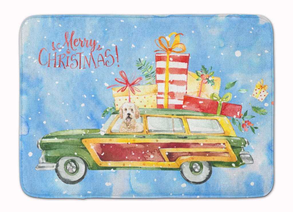 Merry Christmas Goldendoodle Memory Foam Kitchen Mat Machine Washable Anti-Fatigue Cushion Comfort Bath or Kitchen Rug