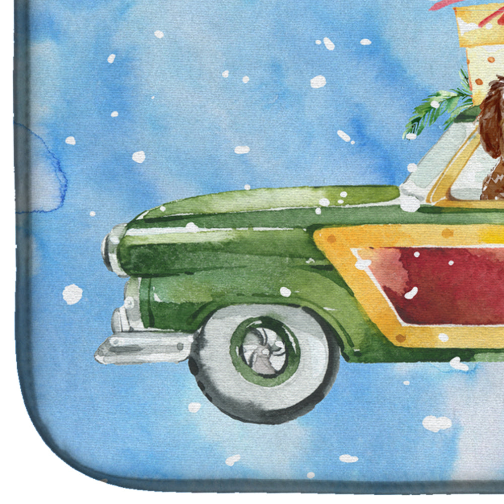 Merry Christmas Labradoodle Dish Drying Mat Absorbent Dish Drying Mat Pad for Kitchen Counter Dish Drainer Mat for Countertop, 14 x 21", Multicolor