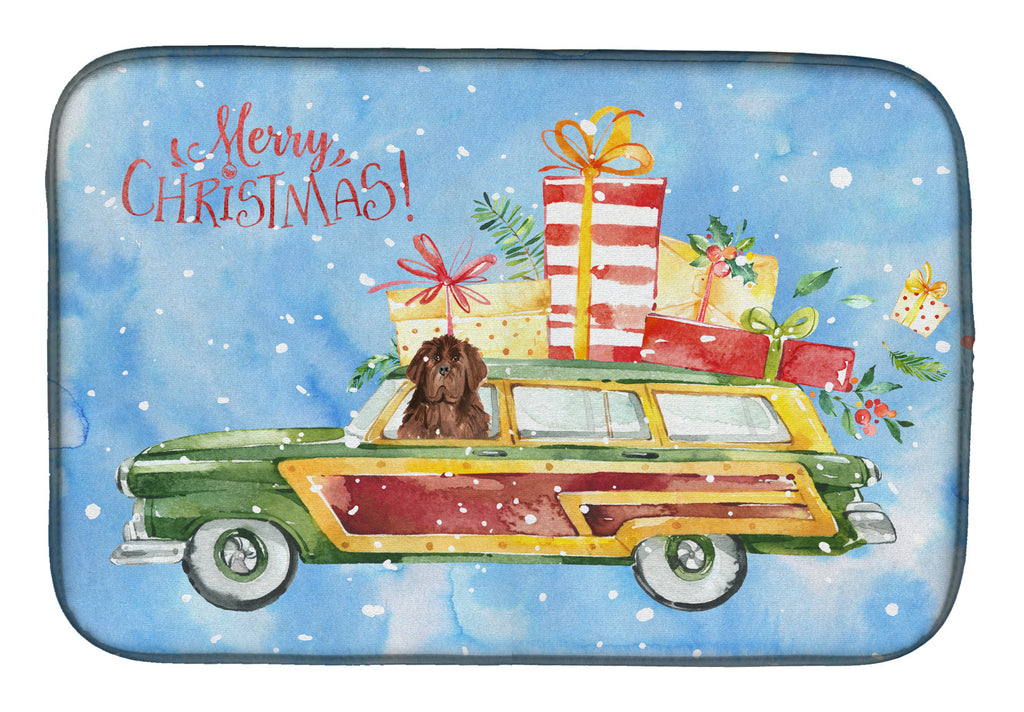 Merry Christmas Newfoundland Dish Drying Mat Absorbent Dish Drying Mat Pad for Kitchen Counter Dish Drainer Mat for Countertop, 14 x 21", Multicolor
