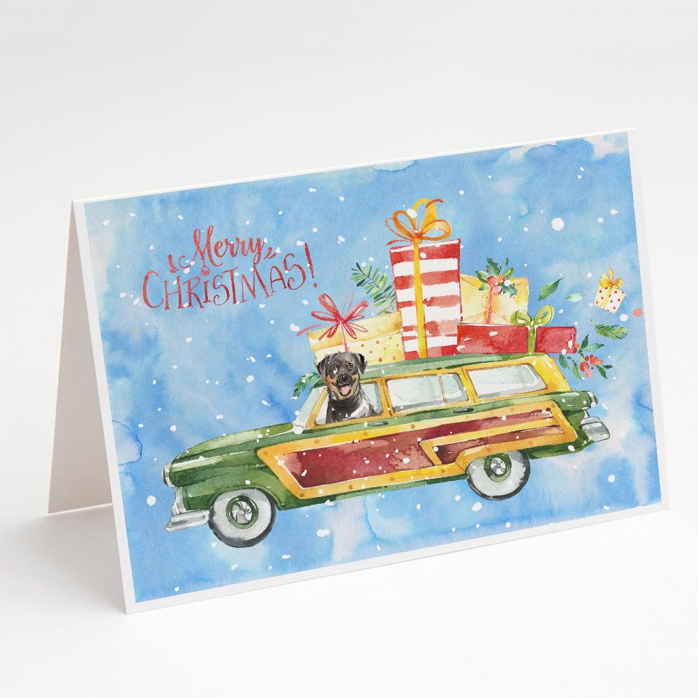 Merry Christmas Rottweiler Greeting Cards Pack of 8 Blank Cards with Envelopes Whimsical A7 Size 5x7