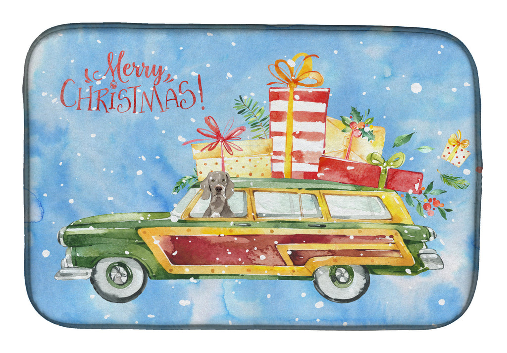 Merry Christmas Weimaraner Dish Drying Mat Absorbent Dish Drying Mat Pad for Kitchen Counter Dish Drainer Mat for Countertop, 14 x 21", Multicolor