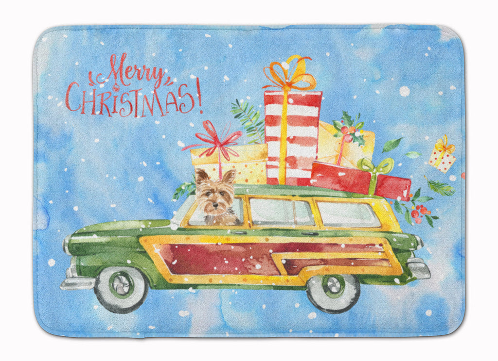 Merry Christmas Yorkshire Terrier Memory Foam Kitchen Mat Machine Washable Anti-Fatigue Cushion Comfort Bath or Kitchen Rug