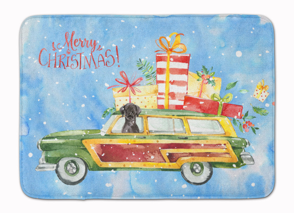 Merry Christmas Black Labrador Retriever Memory Foam Kitchen Mat Machine Washable Anti-Fatigue Cushion Comfort Bath or Kitchen Rug