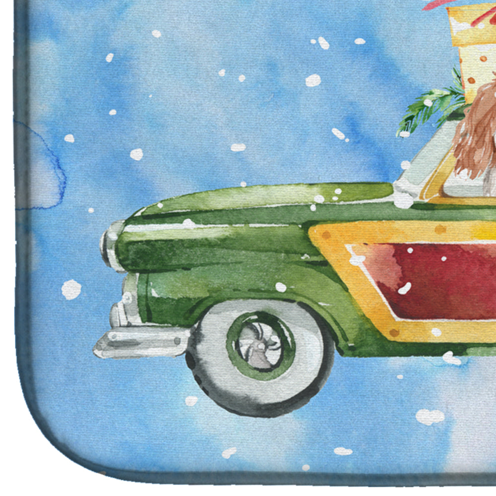 Merry Christmas Blenheim Cavalier Spaniel Dish Drying Mat Absorbent Dish Drying Mat Pad for Kitchen Counter Dish Drainer Mat for Countertop, 14 x 21", Multicolor