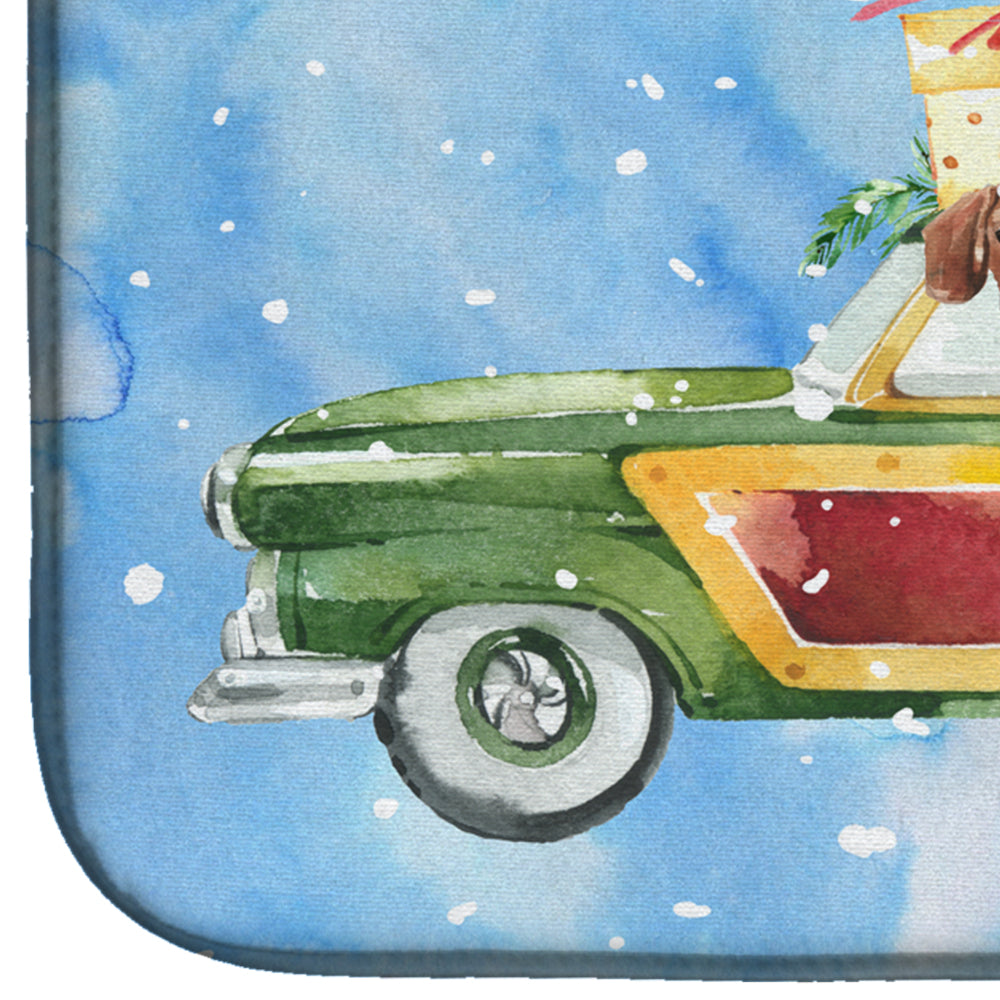 Merry Christmas Beagle Dish Drying Mat Absorbent Dish Drying Mat Pad for Kitchen Counter Dish Drainer Mat for Countertop, 14 x 21", Multicolor