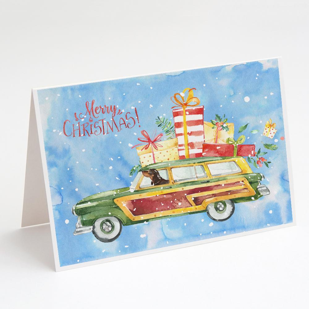 Merry Christmas Dachshund Greeting Cards Pack of 8 Blank Cards with Envelopes Whimsical A7 Size 5x7