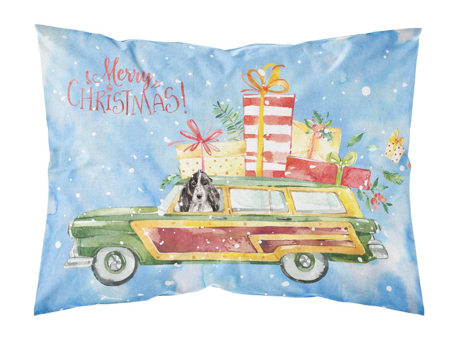 Merry Christmas Black Parti Cocker Spaniel Standard Pillowcase Lightweight Super Soft Easy Care Decorative Artwork Pillowcase, Standard
