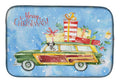 Merry Christmas Dalmatian Dish Drying Mat Absorbent Dish Drying Mat Pad for Kitchen Counter Dish Drainer Mat for Countertop, 14 x 21", Multicolor