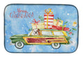 Merry Christmas English Bulldog Dish Drying Mat Absorbent Dish Drying Mat Pad for Kitchen Counter Dish Drainer Mat for Countertop, 14 x 21", Multicolor