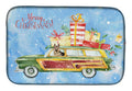Merry Christmas German Shepherd Dish Drying Mat Absorbent Dish Drying Mat Pad for Kitchen Counter Dish Drainer Mat for Countertop, 14 x 21", Multicolor