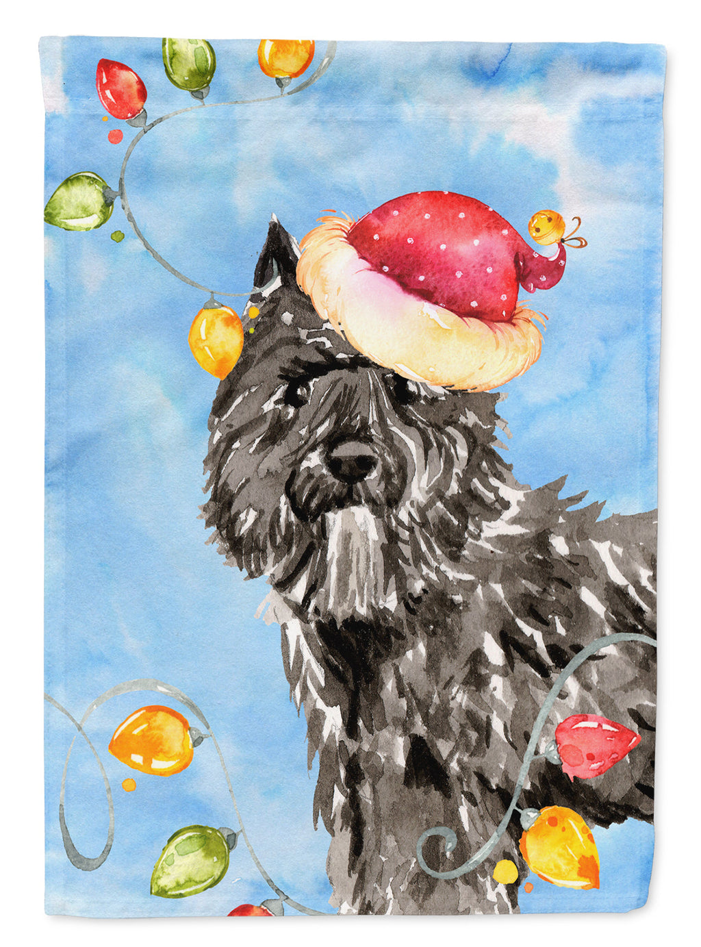 Christmas Lights Bouvier des Flandres House Flag 28x40 Porch Sleeve Pole Decorative Outside Yard Banner Artwork Wall Hanging, Polyester