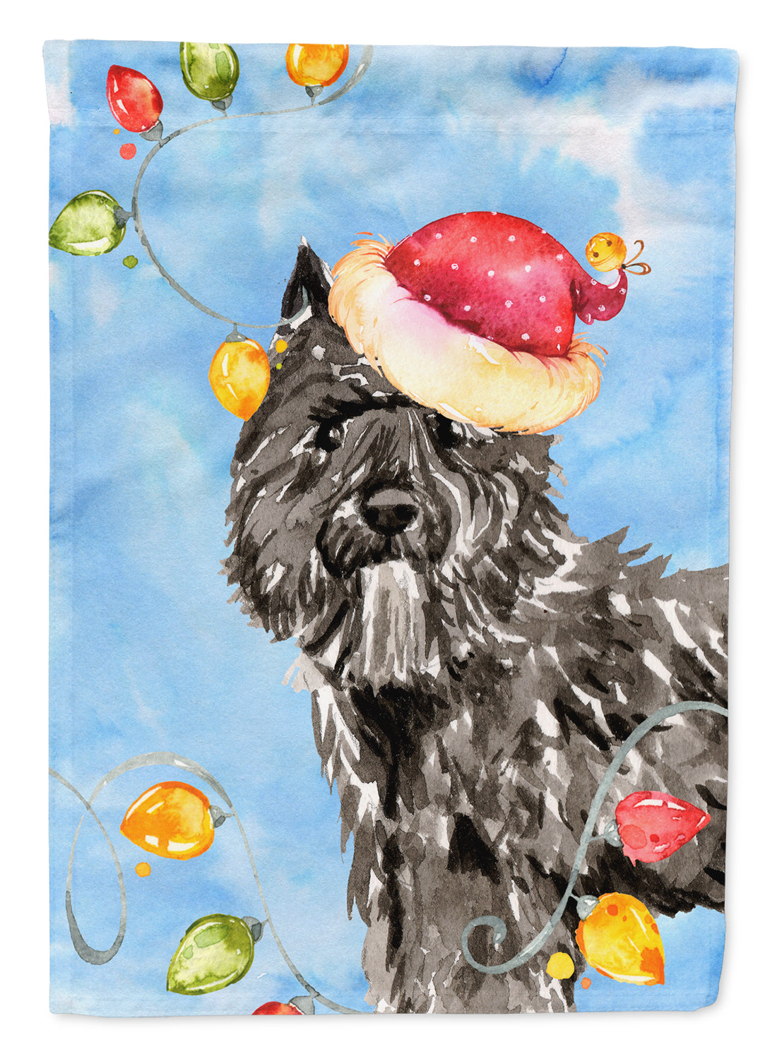 Christmas Lights Bouvier des Flandres House Flag 28x40 Porch Sleeve Pole Decorative Outside Yard Banner Artwork Wall Hanging, Polyester