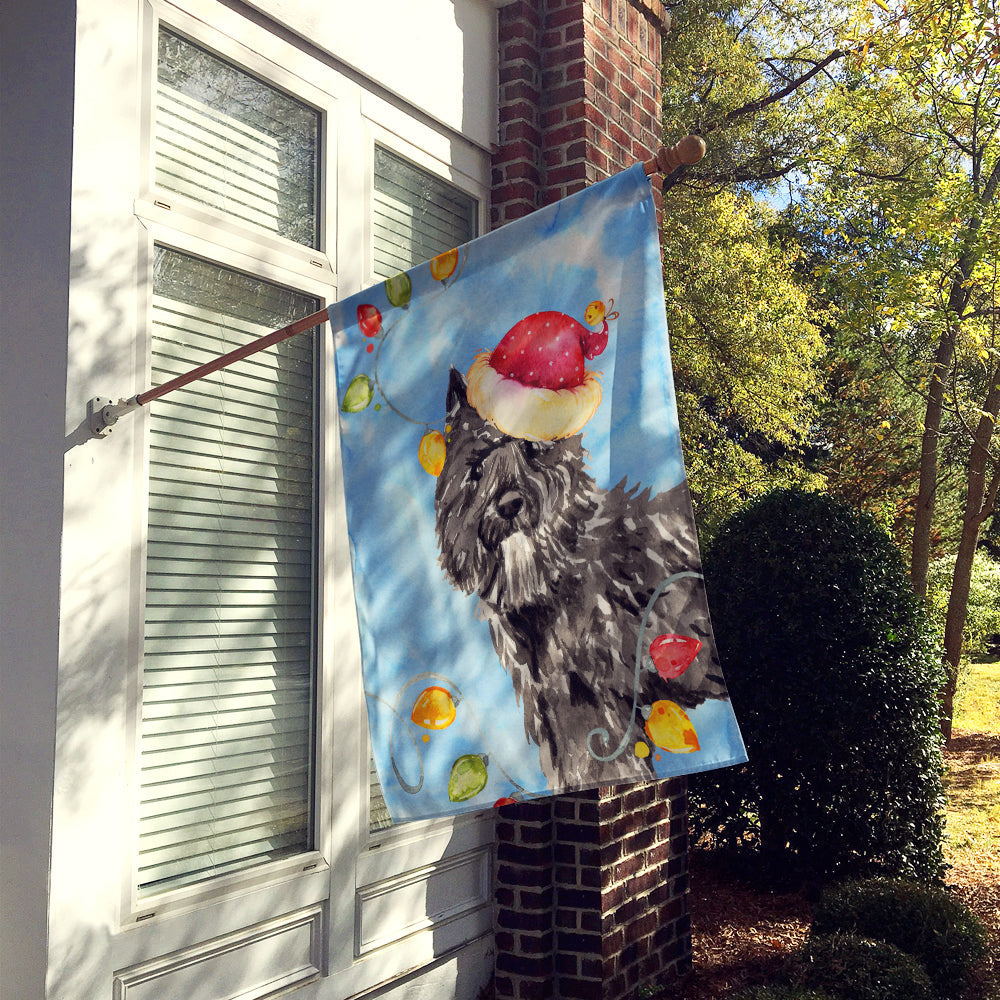 Christmas Lights Bouvier des Flandres House Flag 28x40 Porch Sleeve Pole Decorative Outside Yard Banner Artwork Wall Hanging, Polyester