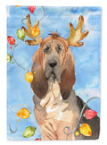 Christmas Lights Bloodhound House Flag 28x40 Porch Sleeve Pole Decorative Outside Yard Banner Artwork Wall Hanging, Polyester