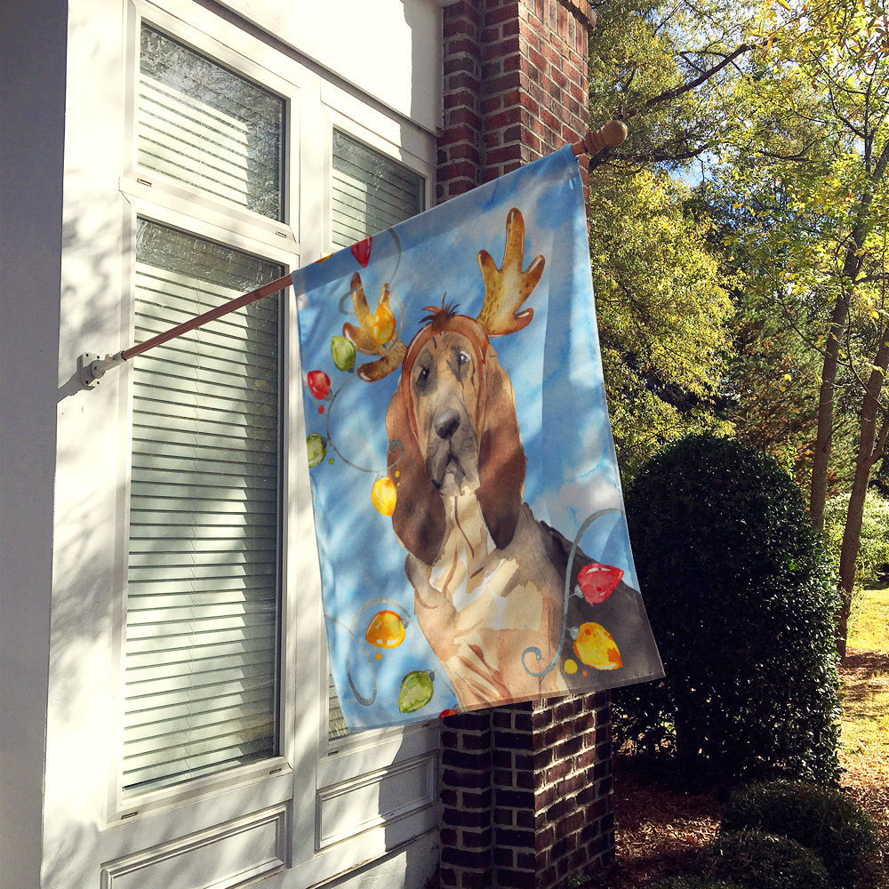 Christmas Lights Bloodhound House Flag 28x40 Porch Sleeve Pole Decorative Outside Yard Banner Artwork Wall Hanging, Polyester