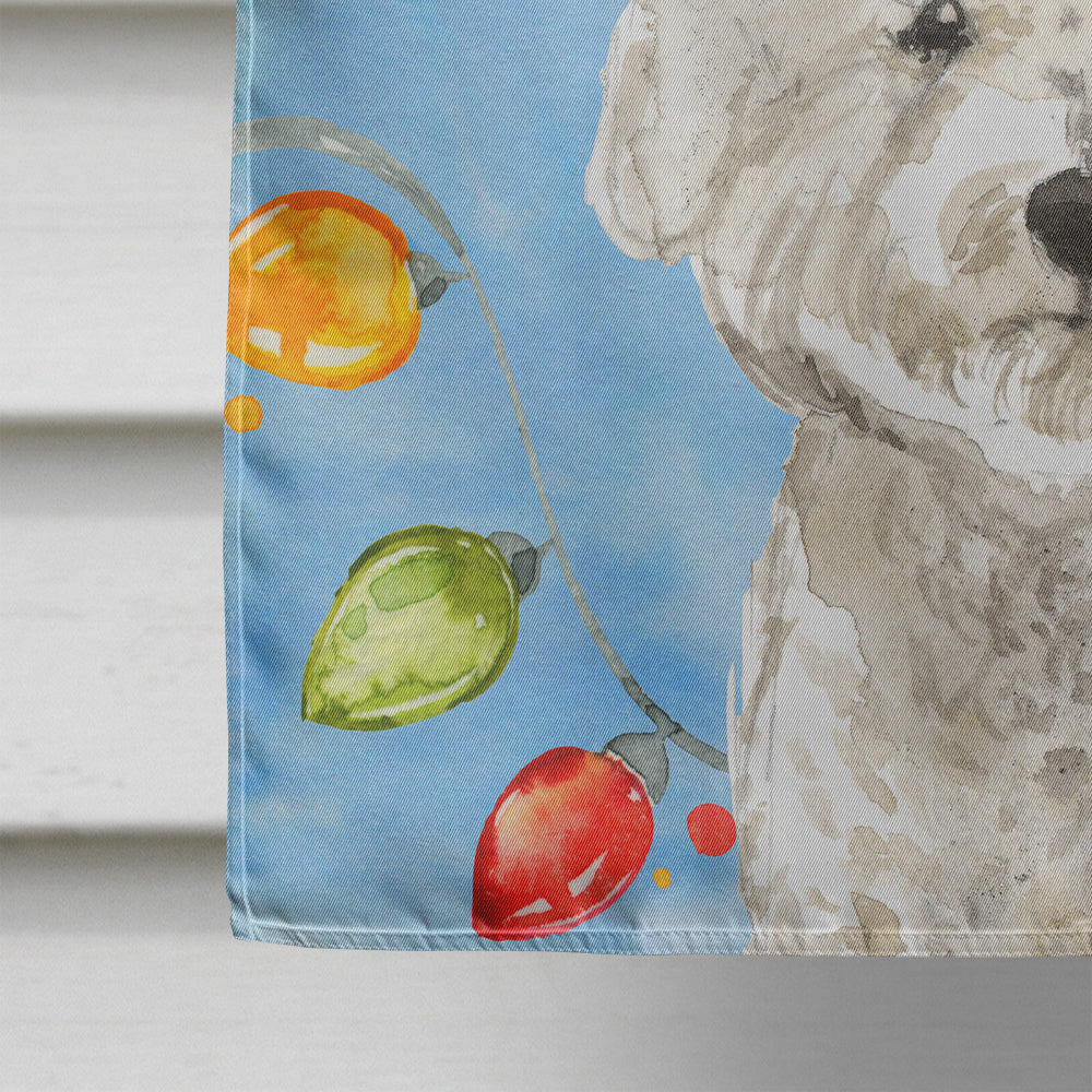 Christmas Lights Bichon Frise House Flag 28x40 Porch Sleeve Pole Decorative Outside Yard Banner Artwork Wall Hanging, Polyester