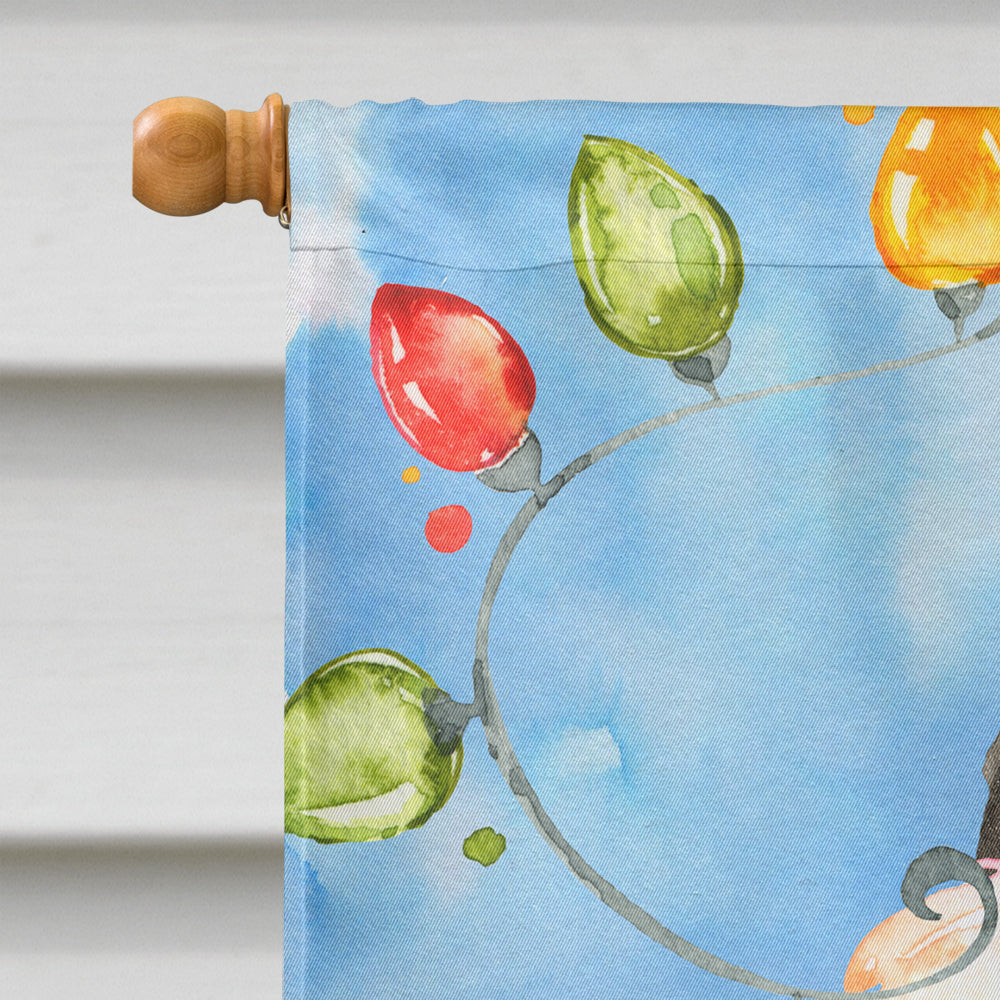Christmas Lights Boston Terrier House Flag 28x40 Porch Sleeve Pole Decorative Outside Yard Banner Artwork Wall Hanging, Polyester
