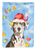 Christmas Lights Catahoula Leopard Dog House Flag 28x40 Porch Sleeve Pole Decorative Outside Yard Banner Artwork Wall Hanging, Polyester