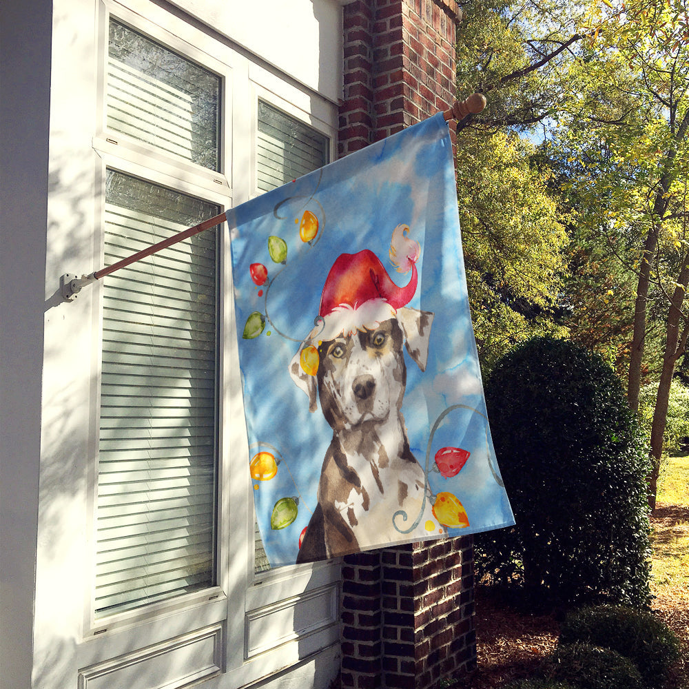 Christmas Lights Catahoula Leopard Dog House Flag 28x40 Porch Sleeve Pole Decorative Outside Yard Banner Artwork Wall Hanging, Polyester
