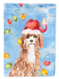 Christmas Lights Cavapoo House Flag 28x40 Porch Sleeve Pole Decorative Outside Yard Banner Artwork Wall Hanging, Polyester