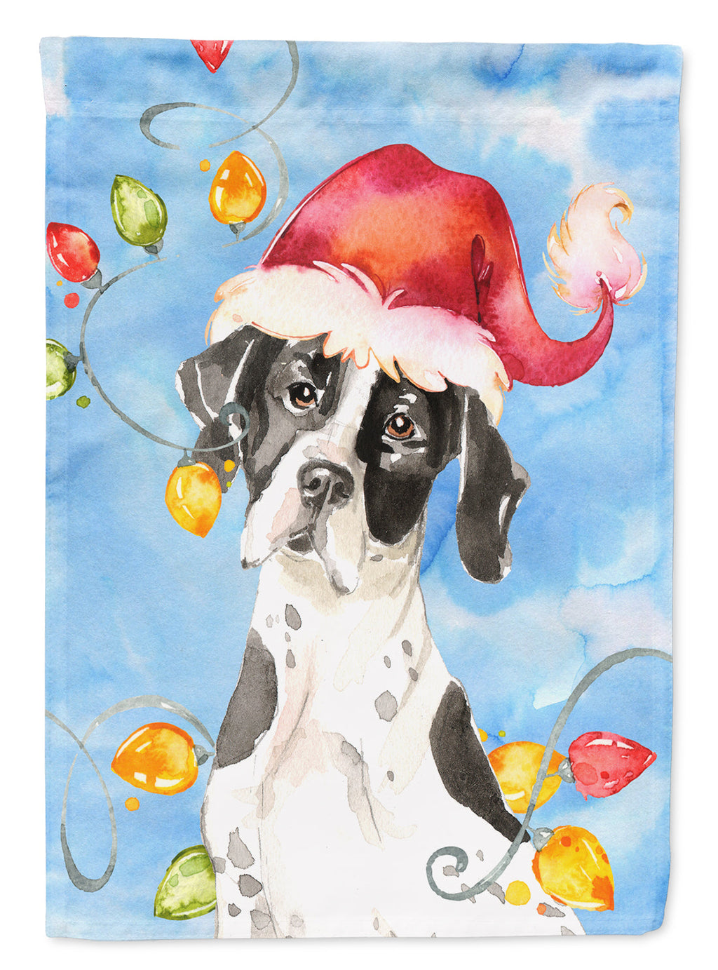 Christmas Lights English Pointer House Flag 28x40 Porch Sleeve Pole Decorative Outside Yard Banner Artwork Wall Hanging, Polyester