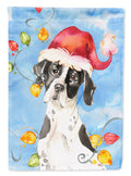 Christmas Lights English Pointer House Flag 28x40 Porch Sleeve Pole Decorative Outside Yard Banner Artwork Wall Hanging, Polyester