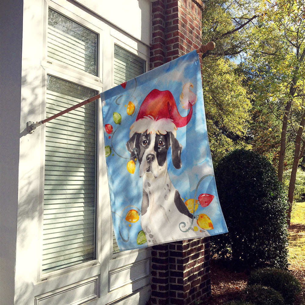 Christmas Lights English Pointer House Flag 28x40 Porch Sleeve Pole Decorative Outside Yard Banner Artwork Wall Hanging, Polyester