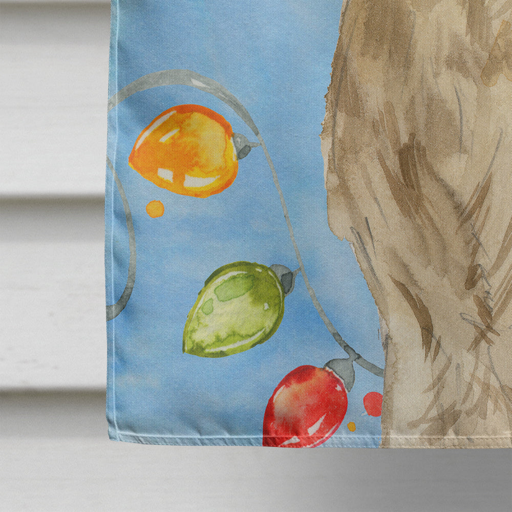 Christmas Lights Golden Retriever House Flag 28x40 Porch Sleeve Pole Decorative Outside Yard Banner Artwork Wall Hanging, Polyester