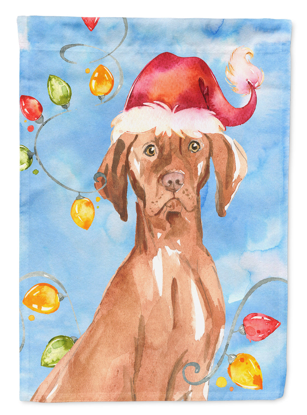 Christmas Lights Vizsla House Flag 28x40 Porch Sleeve Pole Decorative Outside Yard Banner Artwork Wall Hanging, Polyester
