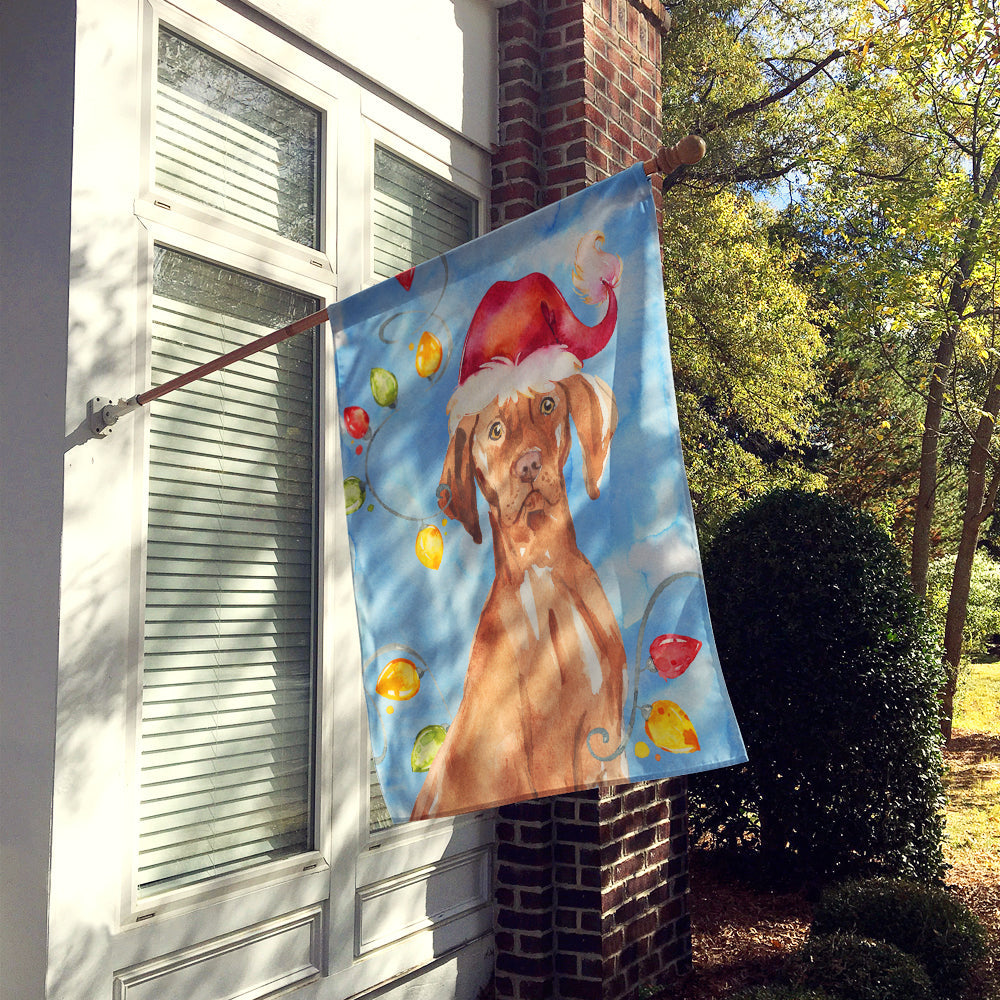 Christmas Lights Vizsla House Flag 28x40 Porch Sleeve Pole Decorative Outside Yard Banner Artwork Wall Hanging, Polyester