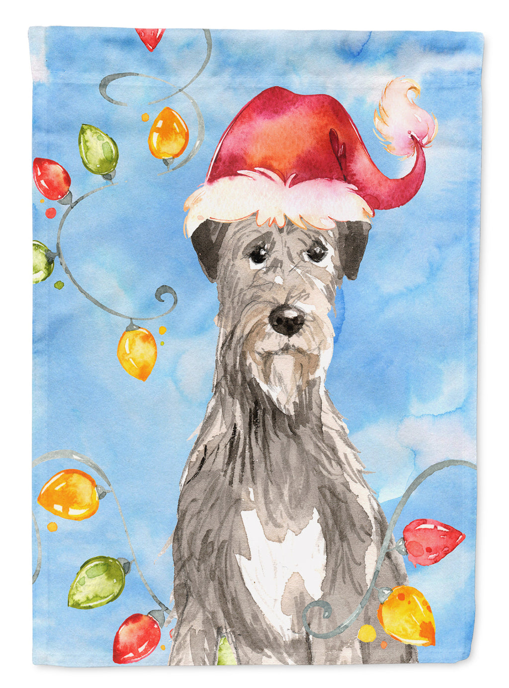 Christmas Lights Irish Wolfhound House Flag 28x40 Porch Sleeve Pole Decorative Outside Yard Banner Artwork Wall Hanging, Polyester