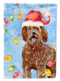 Christmas Lights Labradoodle House Flag 28x40 Porch Sleeve Pole Decorative Outside Yard Banner Artwork Wall Hanging, Polyester