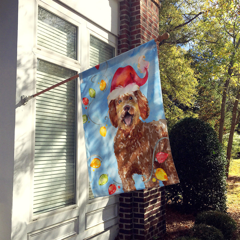 Christmas Lights Labradoodle House Flag 28x40 Porch Sleeve Pole Decorative Outside Yard Banner Artwork Wall Hanging, Polyester