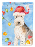 Christmas Lights Lakeland Terrier House Flag 28x40 Porch Sleeve Pole Decorative Outside Yard Banner Artwork Wall Hanging, Polyester