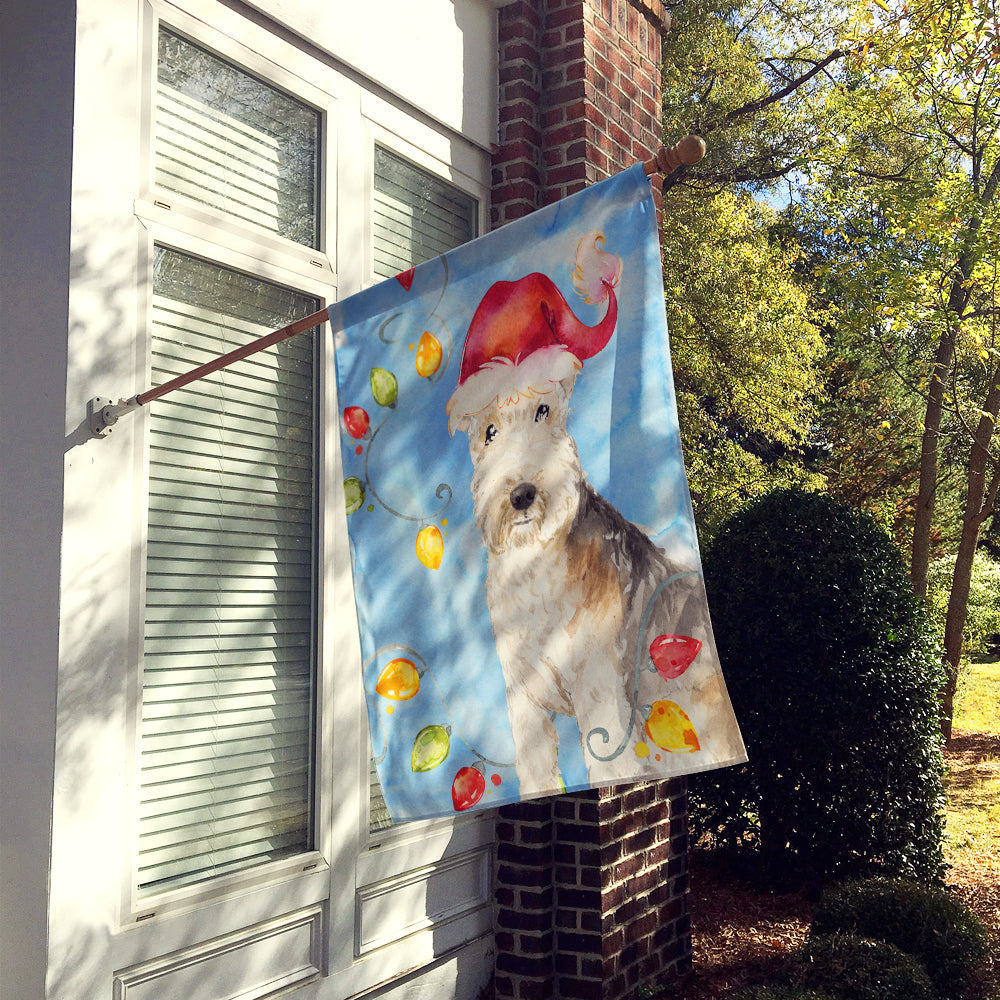 Christmas Lights Lakeland Terrier House Flag 28x40 Porch Sleeve Pole Decorative Outside Yard Banner Artwork Wall Hanging, Polyester