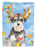 Christmas Lights Schnauzer House Flag 28x40 Porch Sleeve Pole Decorative Outside Yard Banner Artwork Wall Hanging, Polyester