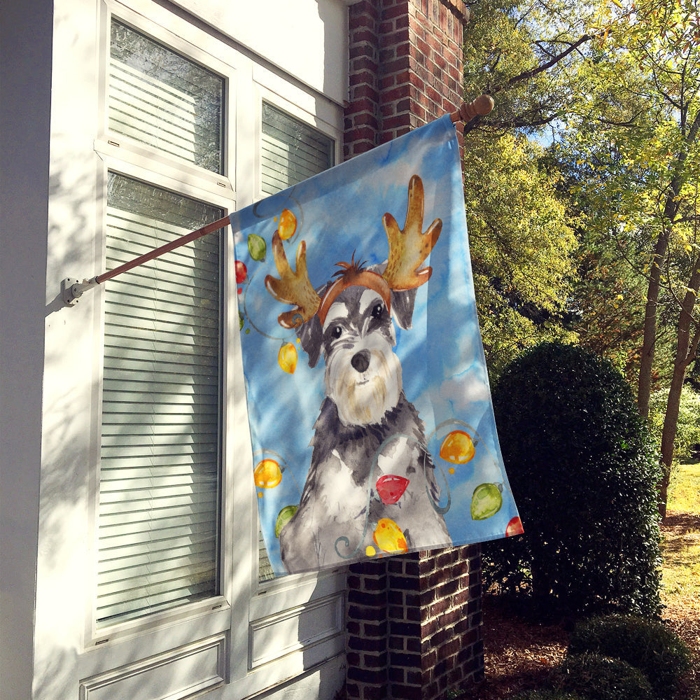 Christmas Lights Schnauzer House Flag 28x40 Porch Sleeve Pole Decorative Outside Yard Banner Artwork Wall Hanging, Polyester